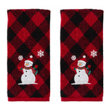 SKL Home Saturday Knight Ltd Snowman Hand Towel - (2-Pack) - 16x25", Red/black