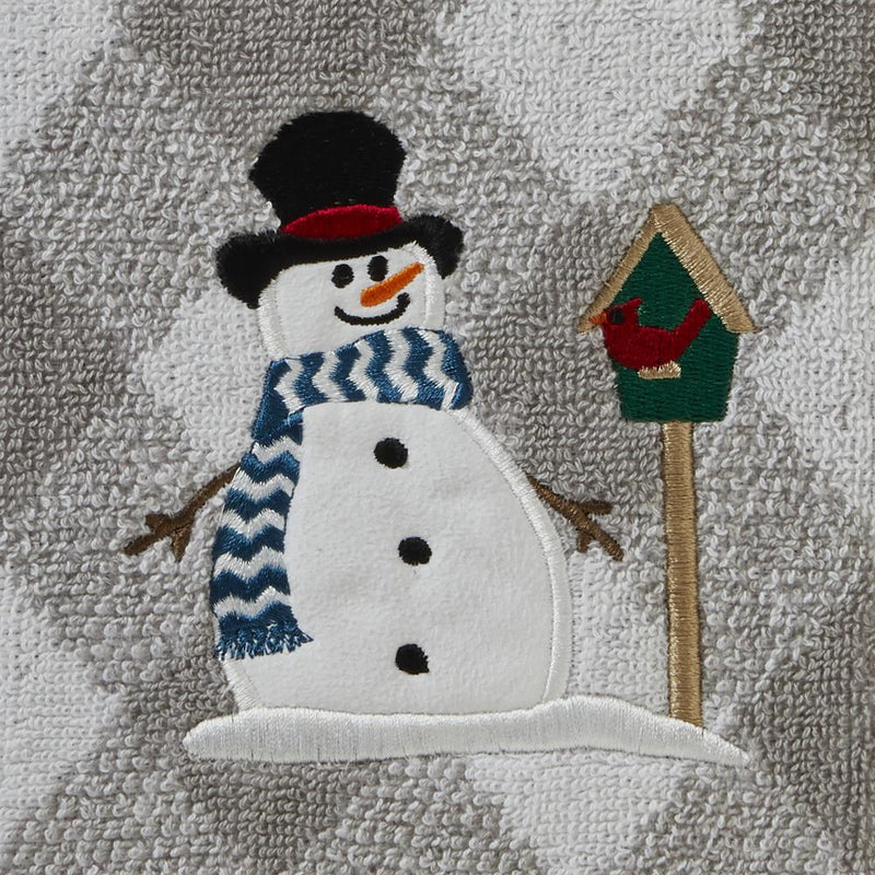 SKL Home Saturday Knight Ltd Snowman And Birdhouse Hand Towel - (2-Pack) - 16x25", Gray