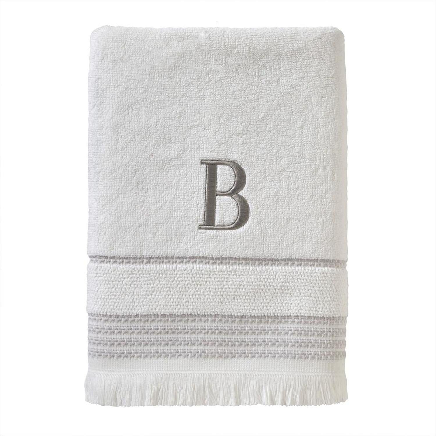SKL Home By Saturday Knight Ltd Casual Monogram Bath Towel 28" x 54" White