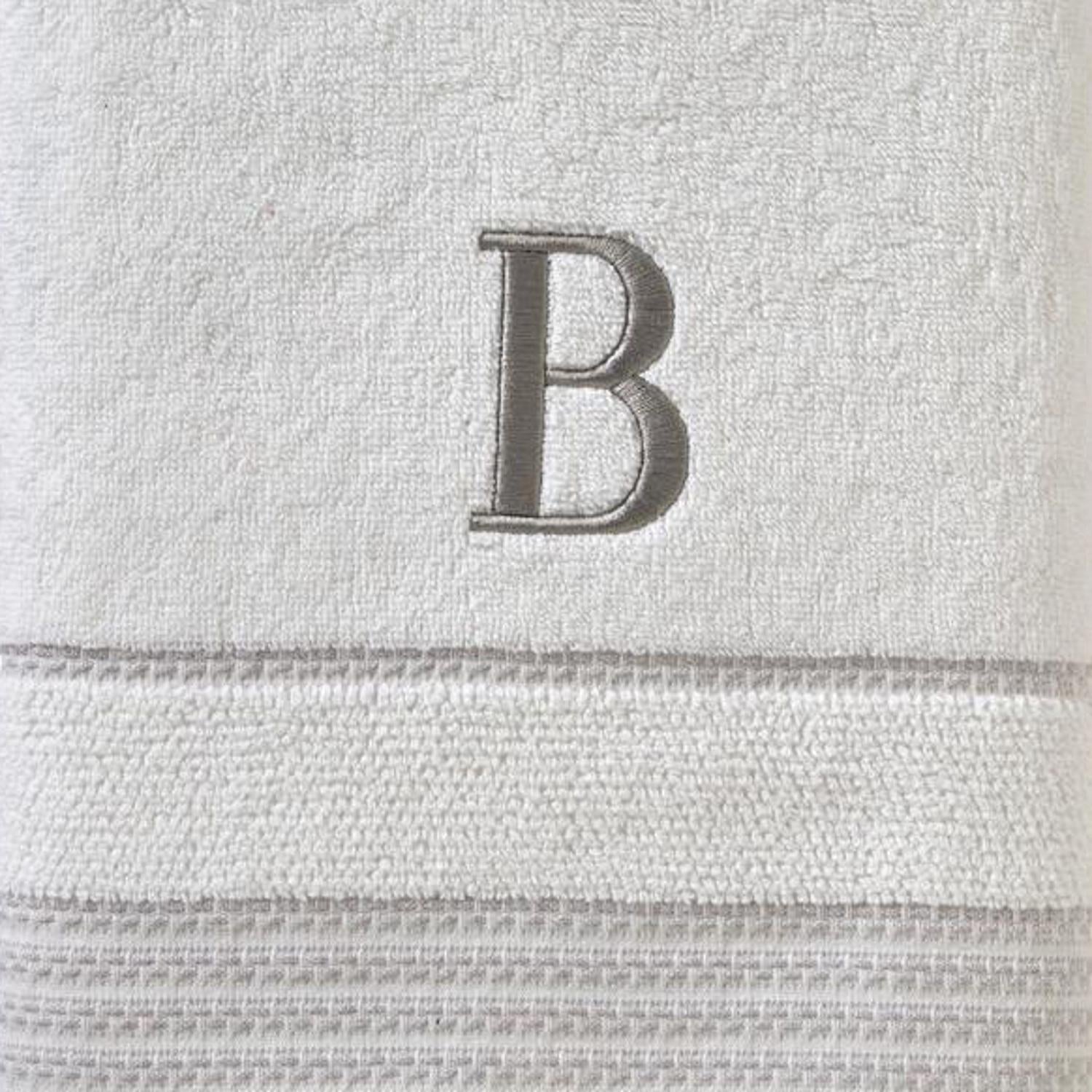 SKL Home By Saturday Knight Ltd Casual Monogram Bath Towel 28" x 54" White