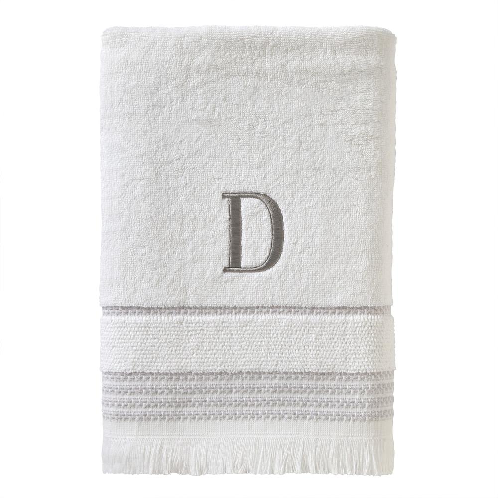 SKL Home By Saturday Knight Ltd Casual Monogram Bath Towel D - 28X54", White