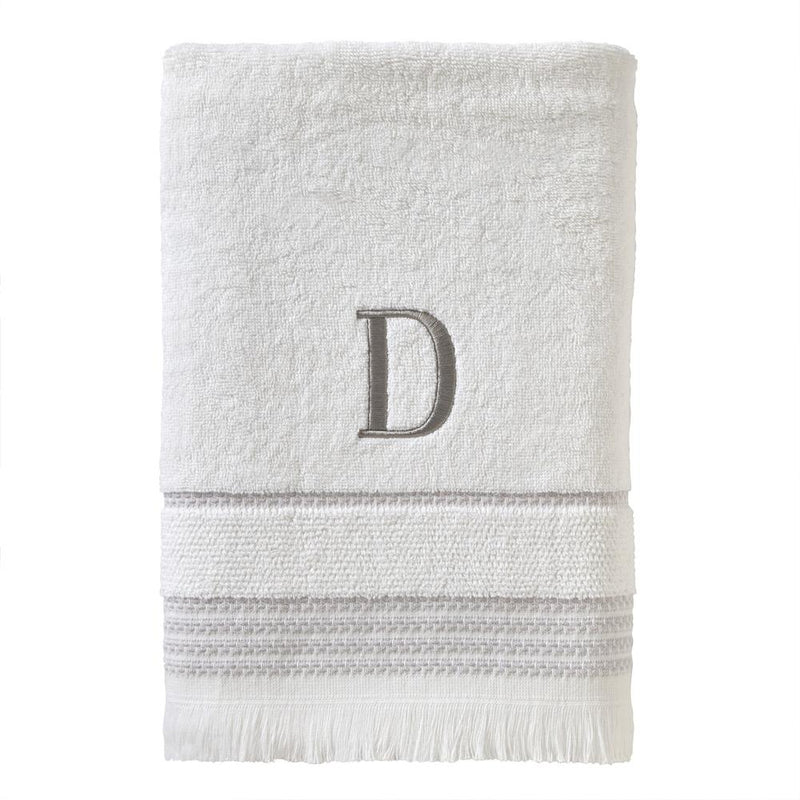 SKL Home By Saturday Knight Ltd Casual Monogram Bath Towel D - 28X54", White
