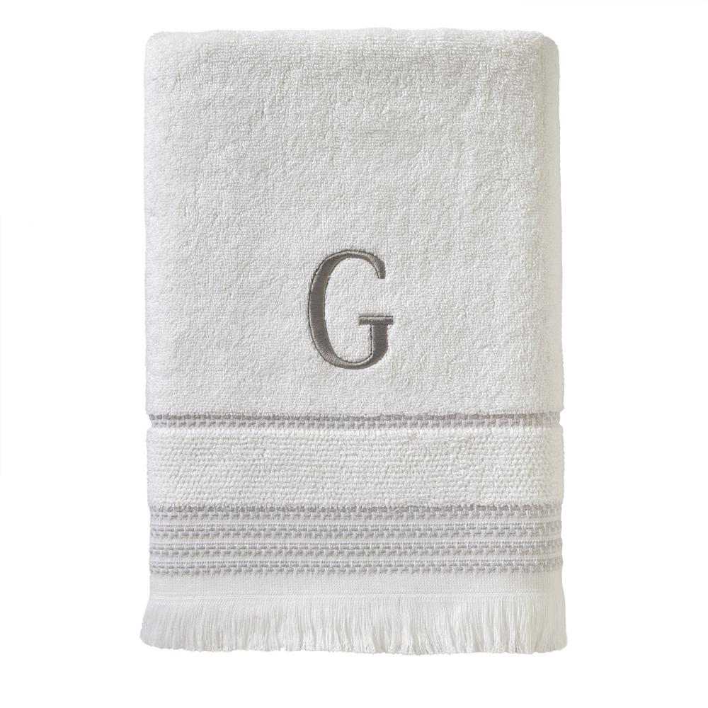 SKL Home By Saturday Knight Ltd Casual Monogram Bath Towel 28" x 54" White