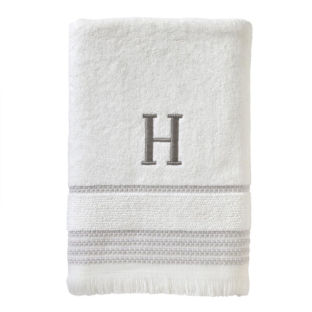 SKL Home By Saturday Knight Ltd Casual Monogram BaCottonth Towel H - 28X54", White