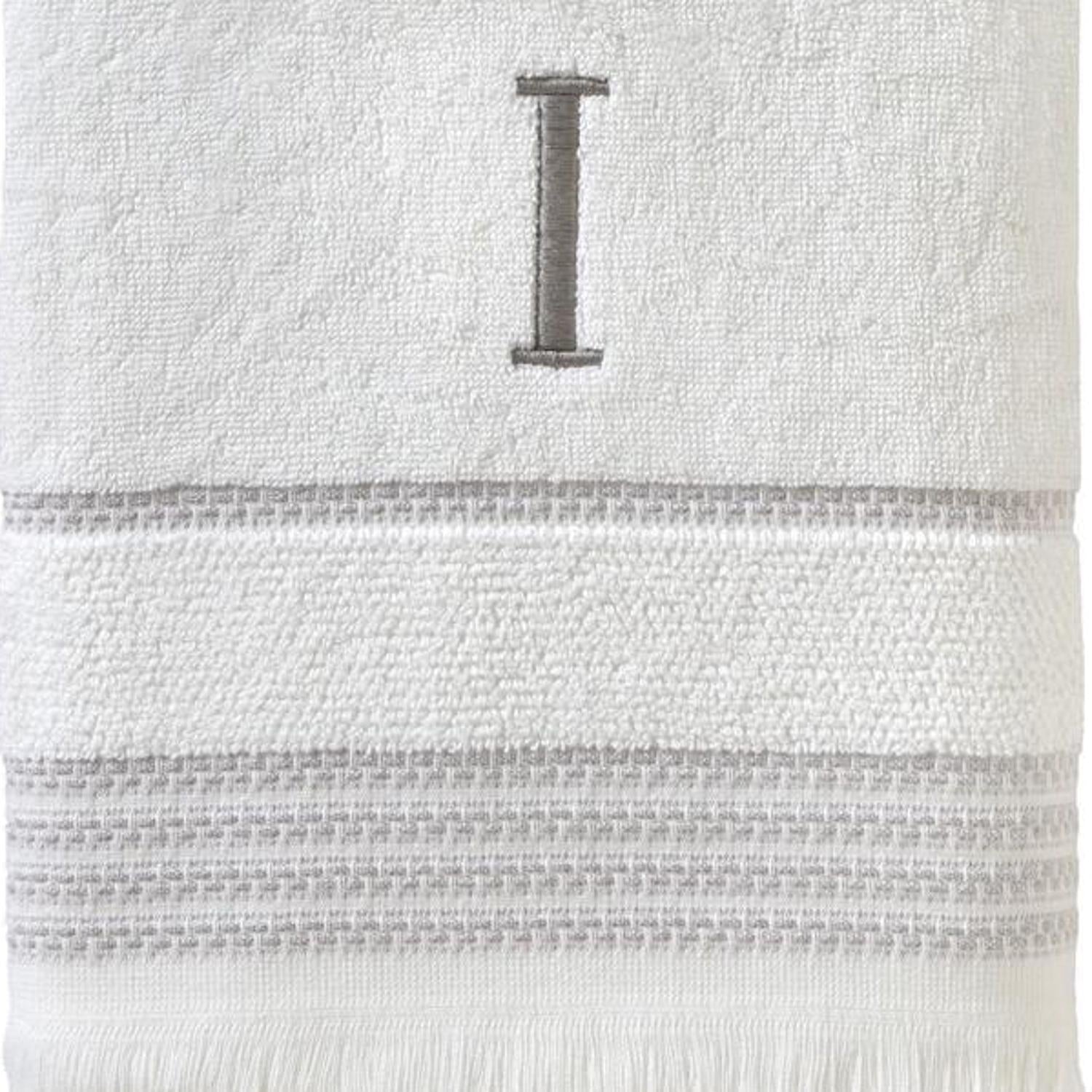 SKL Home By Saturday Knight Ltd Casual Monogram Bath Towel I - 28X54", White