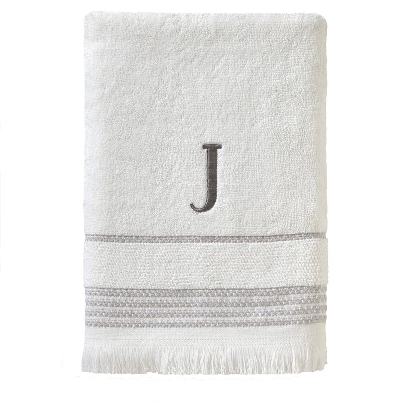 SKL Home By Saturday Knight Ltd Casual Monogram Bath Towel J - 28X54", White