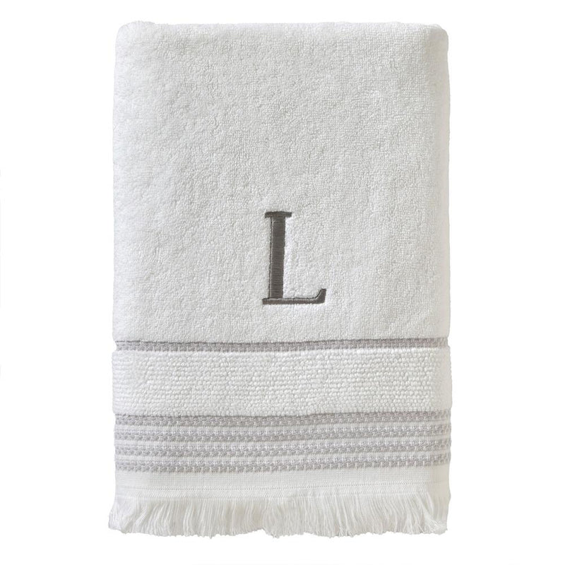 SKL Home By Saturday Knight Ltd Casual Monogram Bath Towel L - 28X54", White