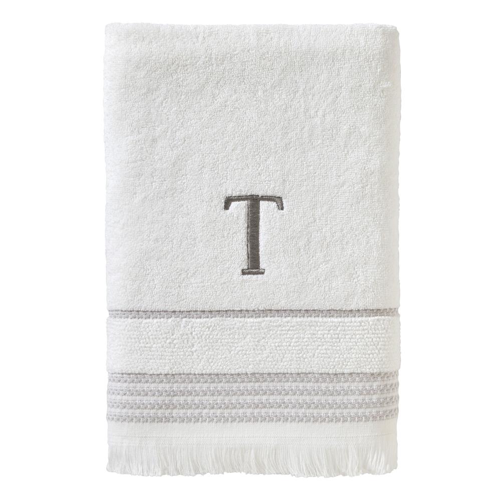 SKL Home By Saturday Knight Ltd Casual Monogram Bath Towel 28" x 54" White