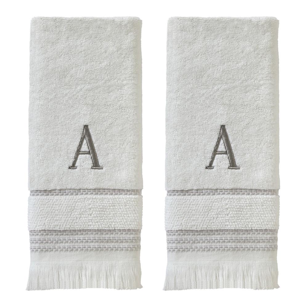 SKL Home By Saturday Knight Ltd Casual Monogram Hand Towel Set - 2-Count - 16"x26", White