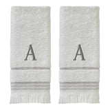 SKL Home By Saturday Knight Ltd Casual Monogram Hand Towel Set - 2-Count - 16"x26", White