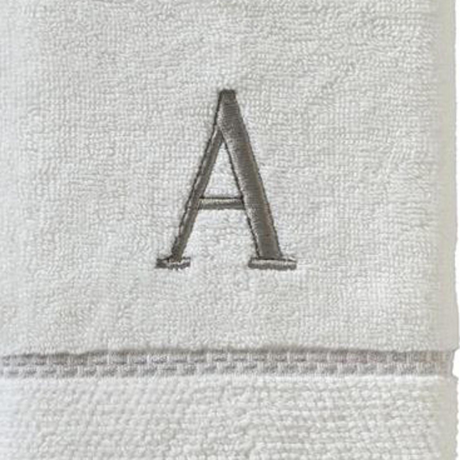 SKL Home By Saturday Knight Ltd Casual Monogram Hand Towel Set - 2-Count - 16"x26", White
