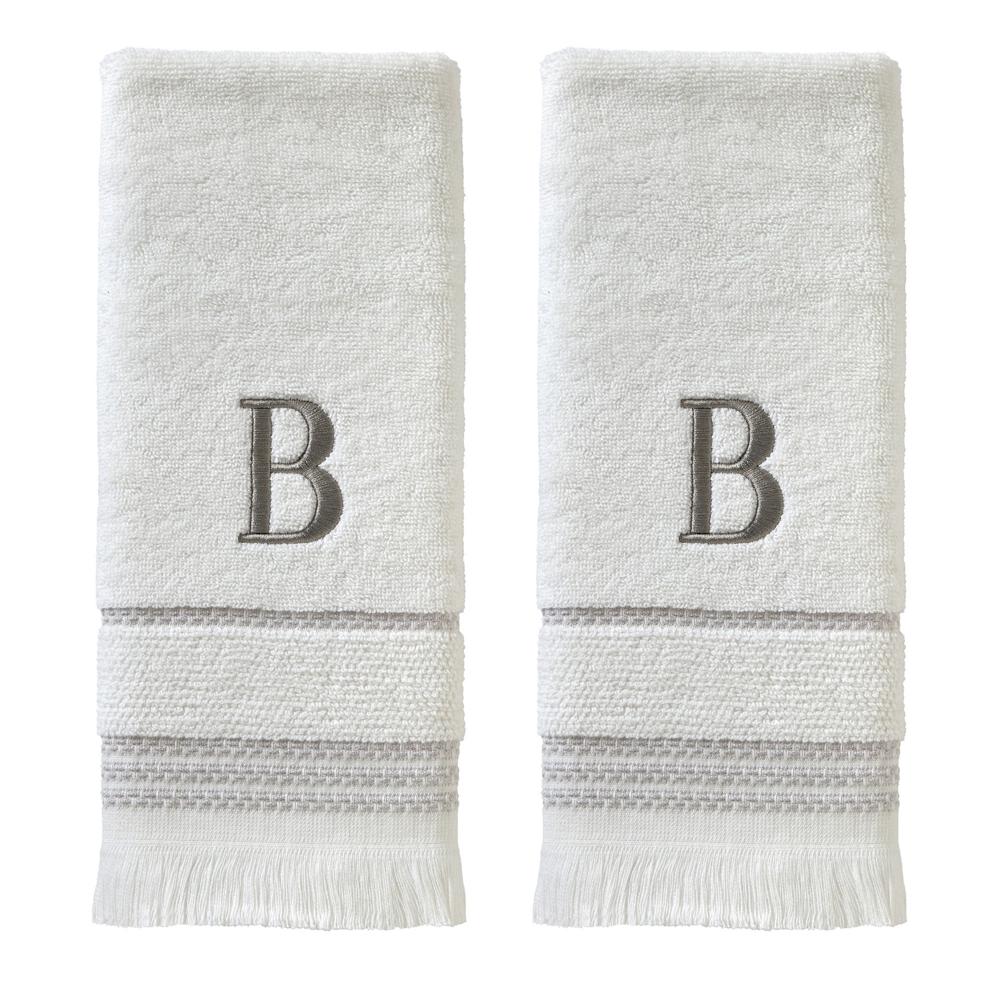 SKL Home By Saturday Knight Ltd Casual Monogram Hand Towel Set - 2-Count - 16"x26", White