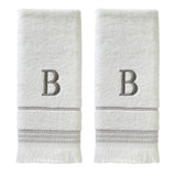 SKL Home By Saturday Knight Ltd Casual Monogram Hand Towel Set - 2-Count - 16"x26", White
