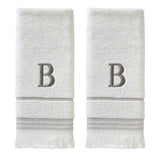 SKL Home By Saturday Knight Ltd Casual Monogram Hand Towel Set - 2-Count - 16"x26", White