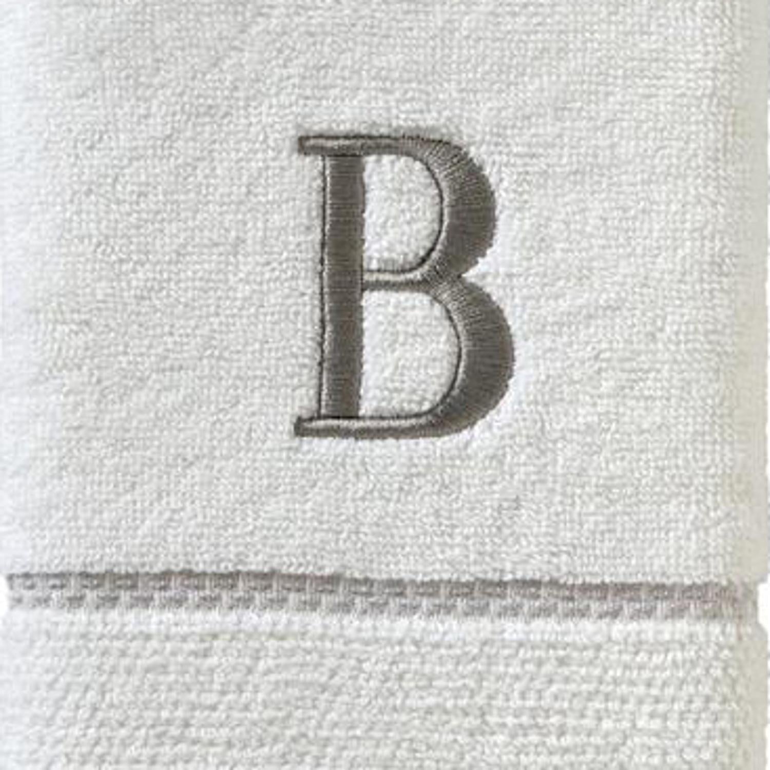 SKL Home By Saturday Knight Ltd Casual Monogram Hand Towel Set - 2-Count - 16"x26", White