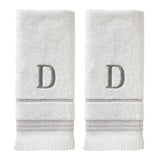 SKL Home By Saturday Knight Ltd Casual Monogram Hand Towel Set - 2-Count - 16"x26", White