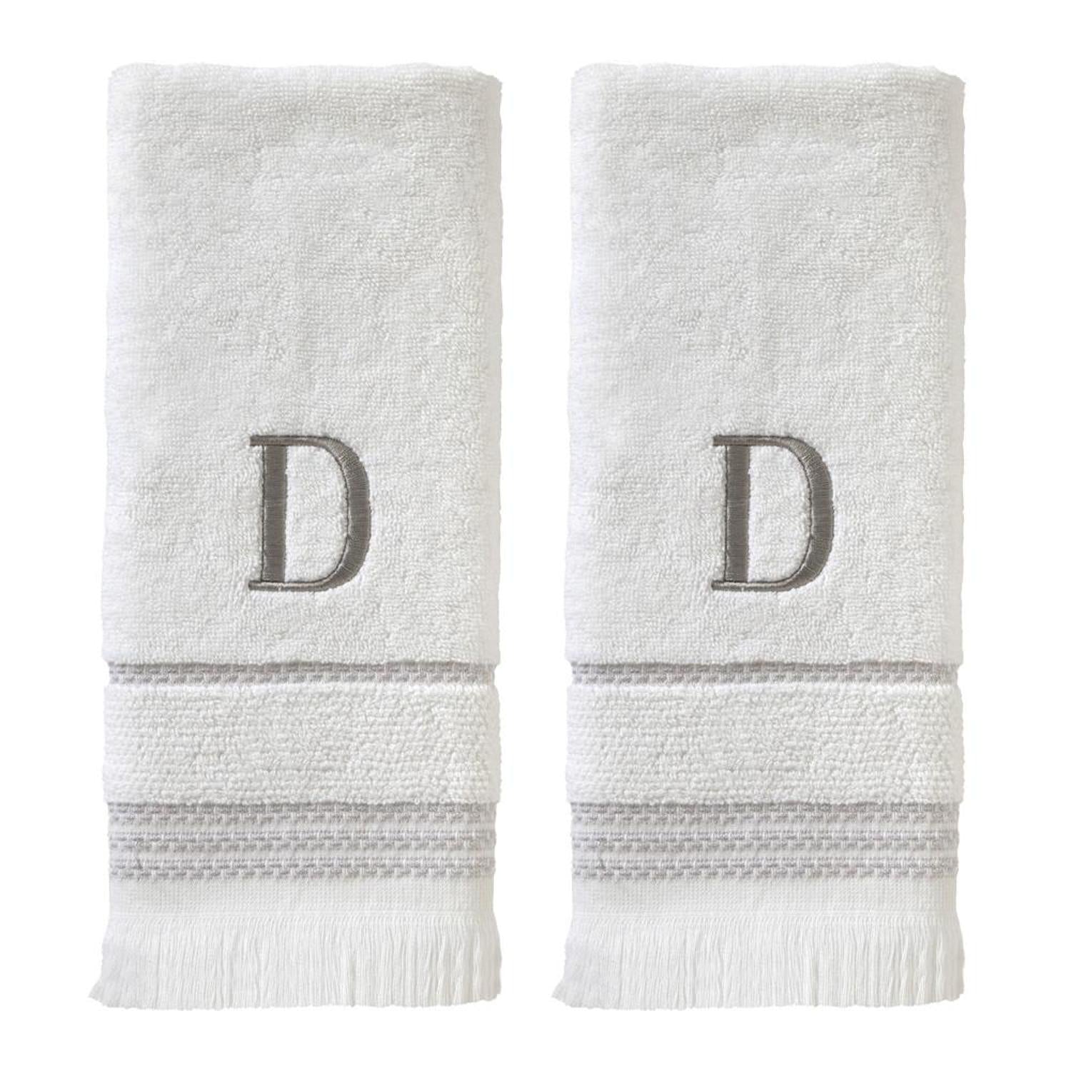 SKL Home By Saturday Knight Ltd Casual Monogram Hand Towel Set - 2-Count - 16"x26", White