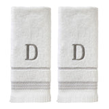SKL Home By Saturday Knight Ltd Casual Monogram Hand Towel Set - 2-Count - 16"x26", White