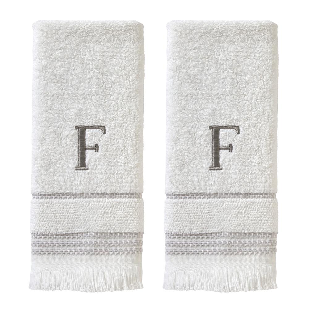 SKL Home By Saturday Knight Ltd Casual Monogram Hand Towel Set - 2-Count - 16"x26", White