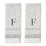 SKL Home By Saturday Knight Ltd Casual Monogram Hand Towel Set - 2-Count - 16"x26", White