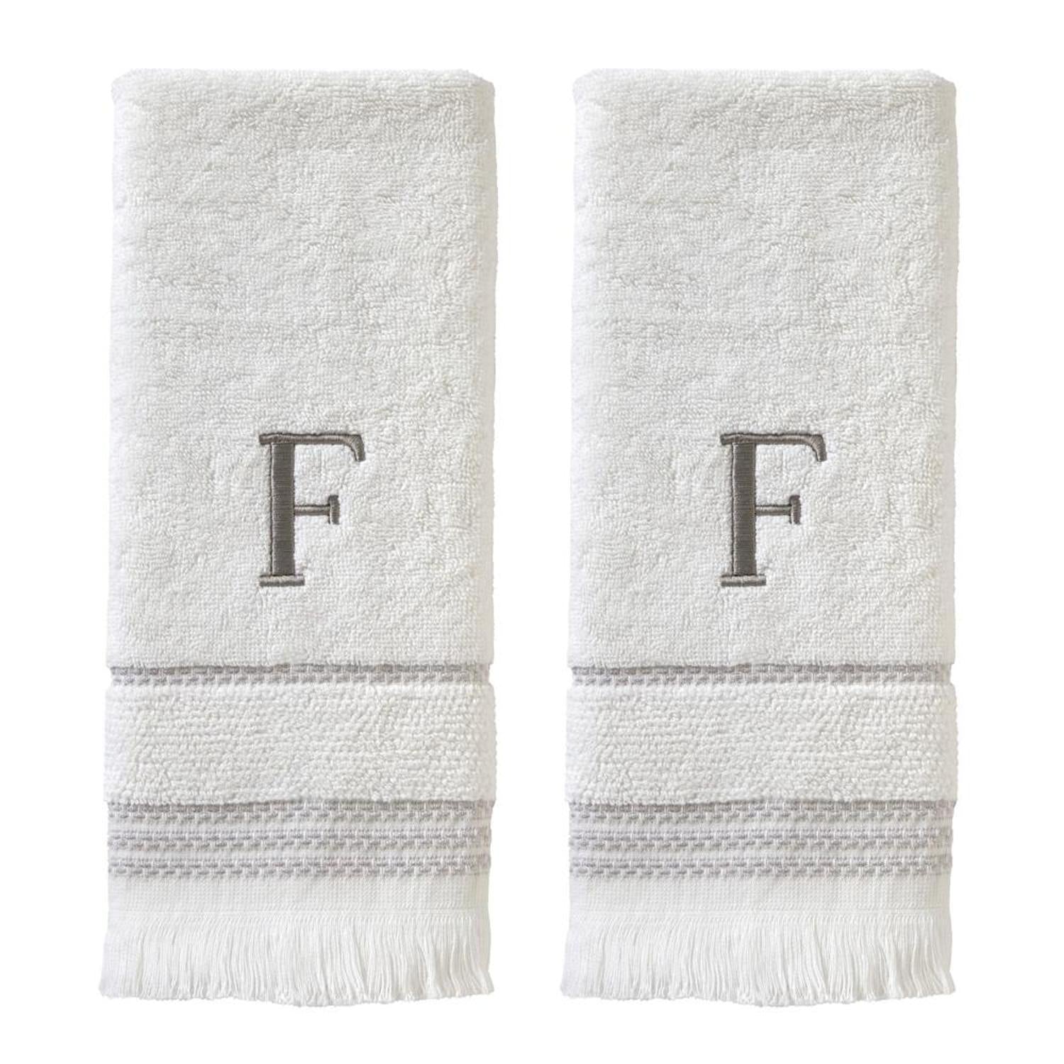 SKL Home By Saturday Knight Ltd Casual Monogram Hand Towel Set - 2-Count - 16"x26", White