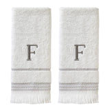 SKL Home By Saturday Knight Ltd Casual Monogram Hand Towel Set - 2-Count - 16"x26", White