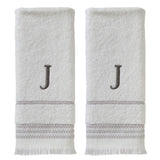 SKL Home By Saturday Knight Ltd Casual Monogram Hand Towel Set - 2-Count - 16"x26", White
