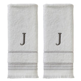 SKL Home By Saturday Knight Ltd Casual Monogram Hand Towel Set - 2-Count - 16"x26", White