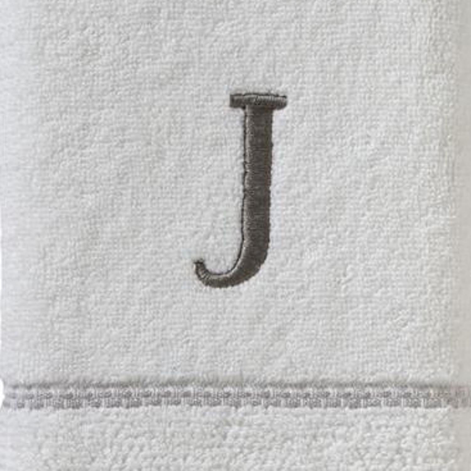 SKL Home By Saturday Knight Ltd Casual Monogram Hand Towel Set - 2-Count - 16"x26", White