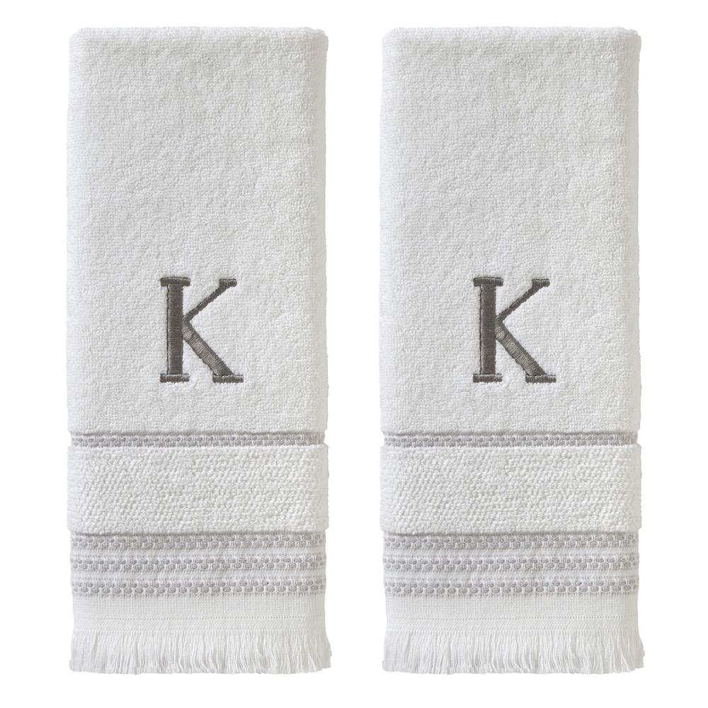 SKL Home By Saturday Knight Ltd Casual Monogram Hand Towel Set - 2-Count - 16"x26", White