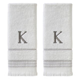 SKL Home By Saturday Knight Ltd Casual Monogram Hand Towel Set - 2-Count - 16"x26", White
