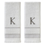 SKL Home By Saturday Knight Ltd Casual Monogram Hand Towel Set - 2-Count - 16"x26", White
