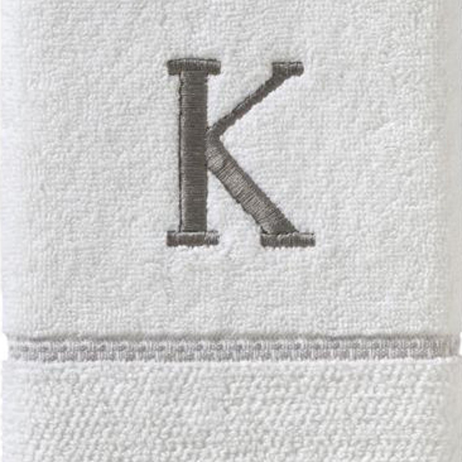 SKL Home By Saturday Knight Ltd Casual Monogram Hand Towel Set - 2-Count - 16"x26", White