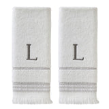 SKL Home By Saturday Knight Ltd Casual Monogram Hand Towel Set L - 2-Count - 16X26", White