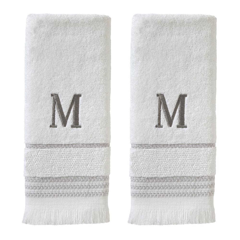 SKL Home By Saturday Knight Ltd Casual Monogram Hand Towel Set - 2-Count - 16"x26", White