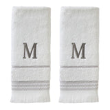 SKL Home By Saturday Knight Ltd Casual Monogram Hand Towel Set - 2-Count - 16"x26", White