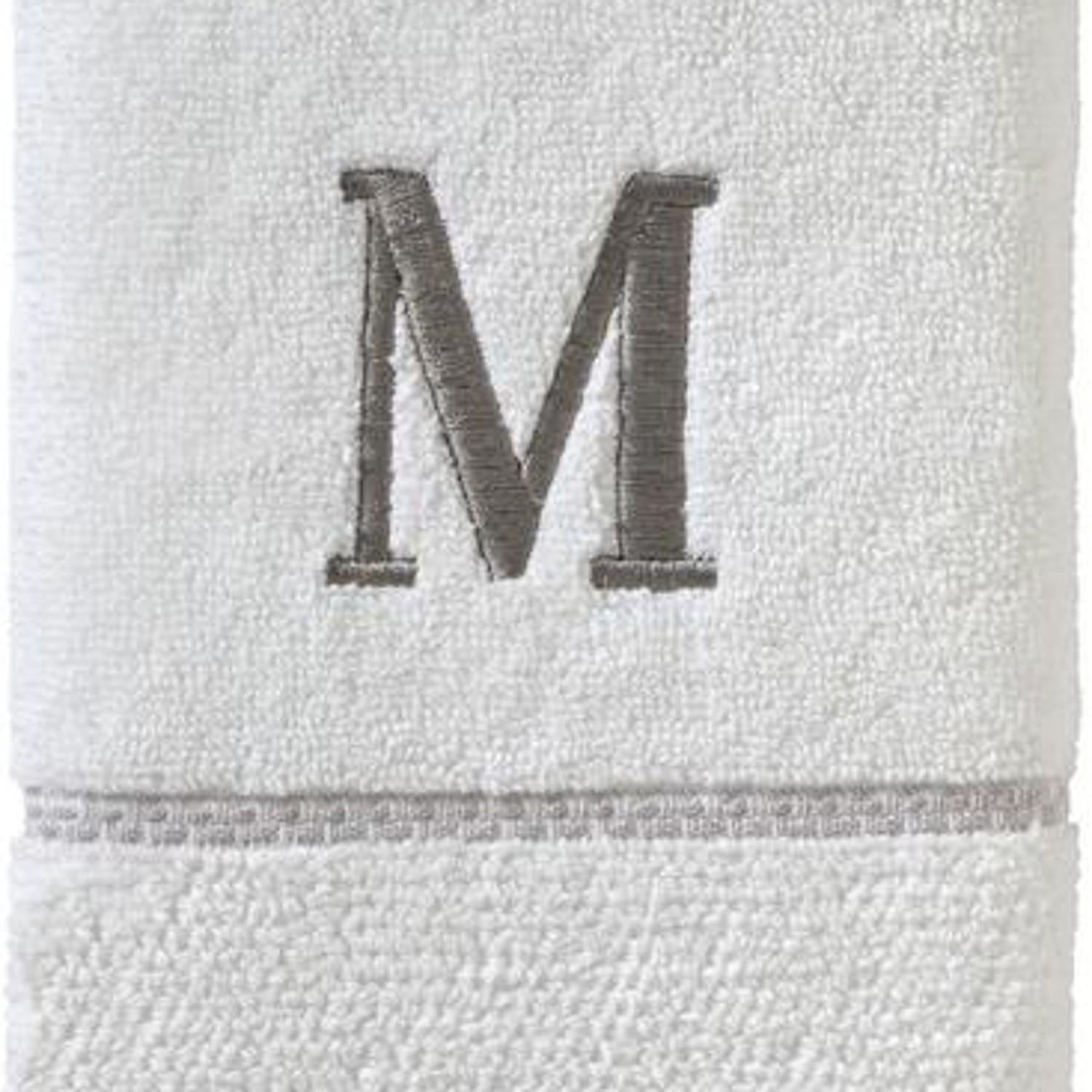 SKL Home By Saturday Knight Ltd Casual Monogram Hand Towel Set - 2-Count - 16"x26", White