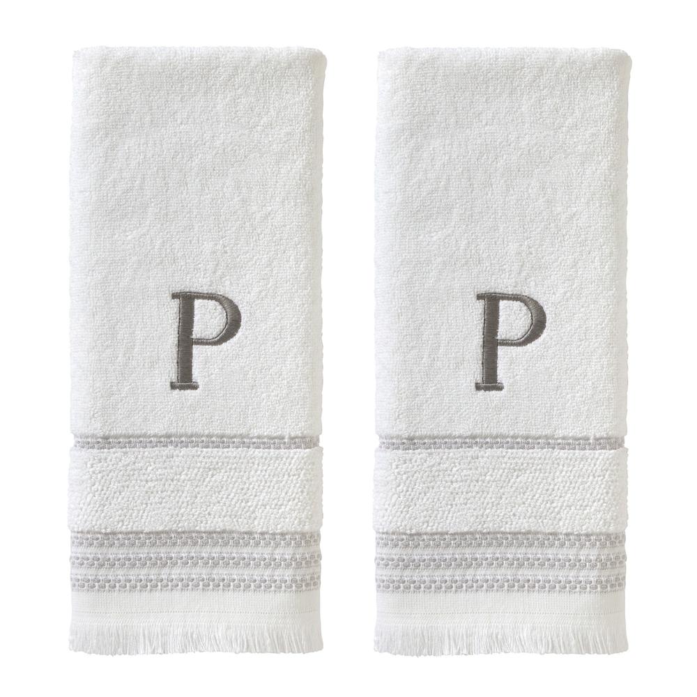 SKL Home By Saturday Knight Ltd Casual Monogram Hand Towel Set - 2-Count - 16"x26", White
