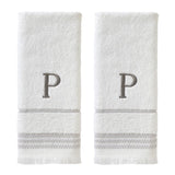 SKL Home By Saturday Knight Ltd Casual Monogram Hand Towel Set - 2-Count - 16"x26", White