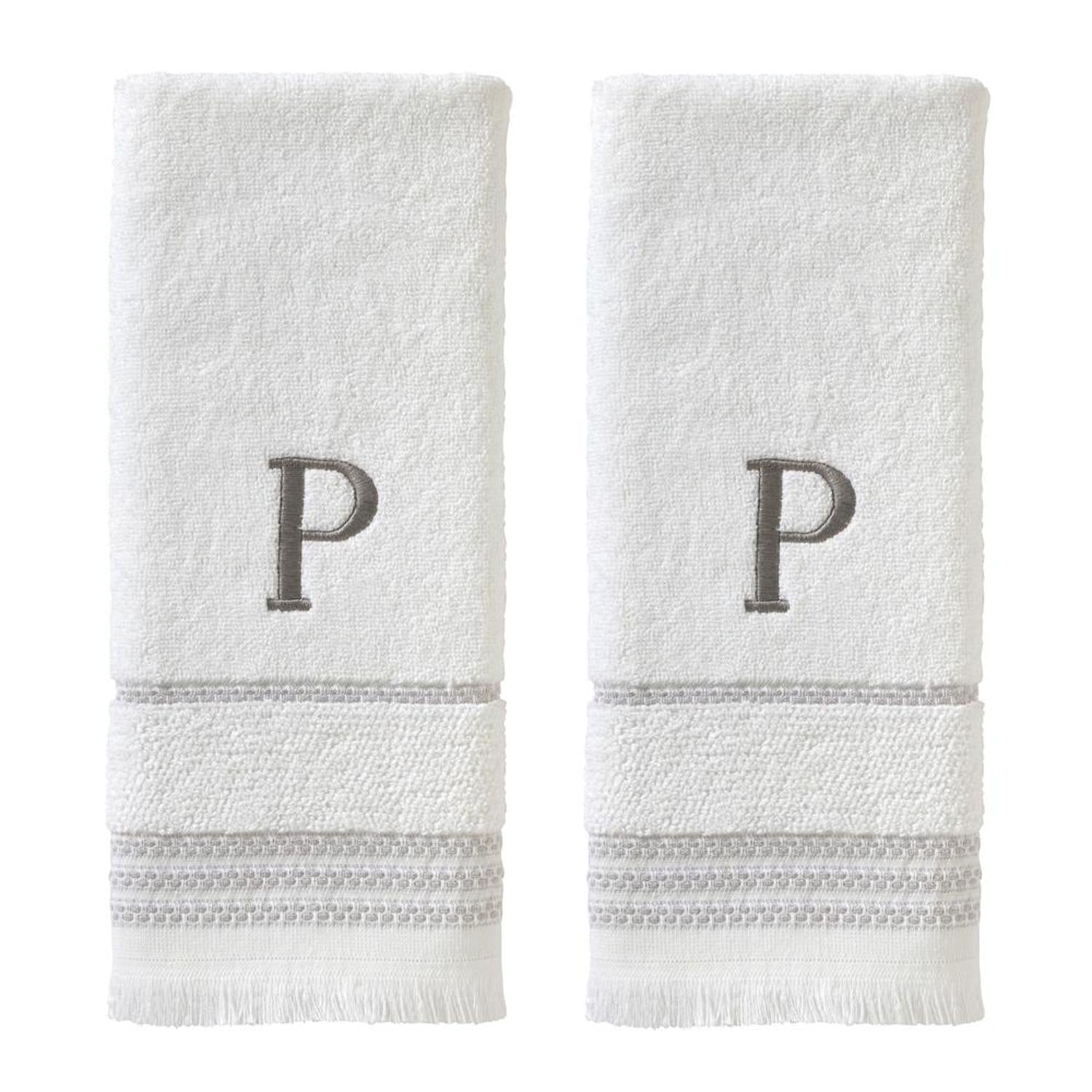 SKL Home By Saturday Knight Ltd Casual Monogram Hand Towel Set - 2-Count - 16"x26", White