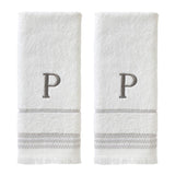 SKL Home By Saturday Knight Ltd Casual Monogram Hand Towel Set - 2-Count - 16"x26", White