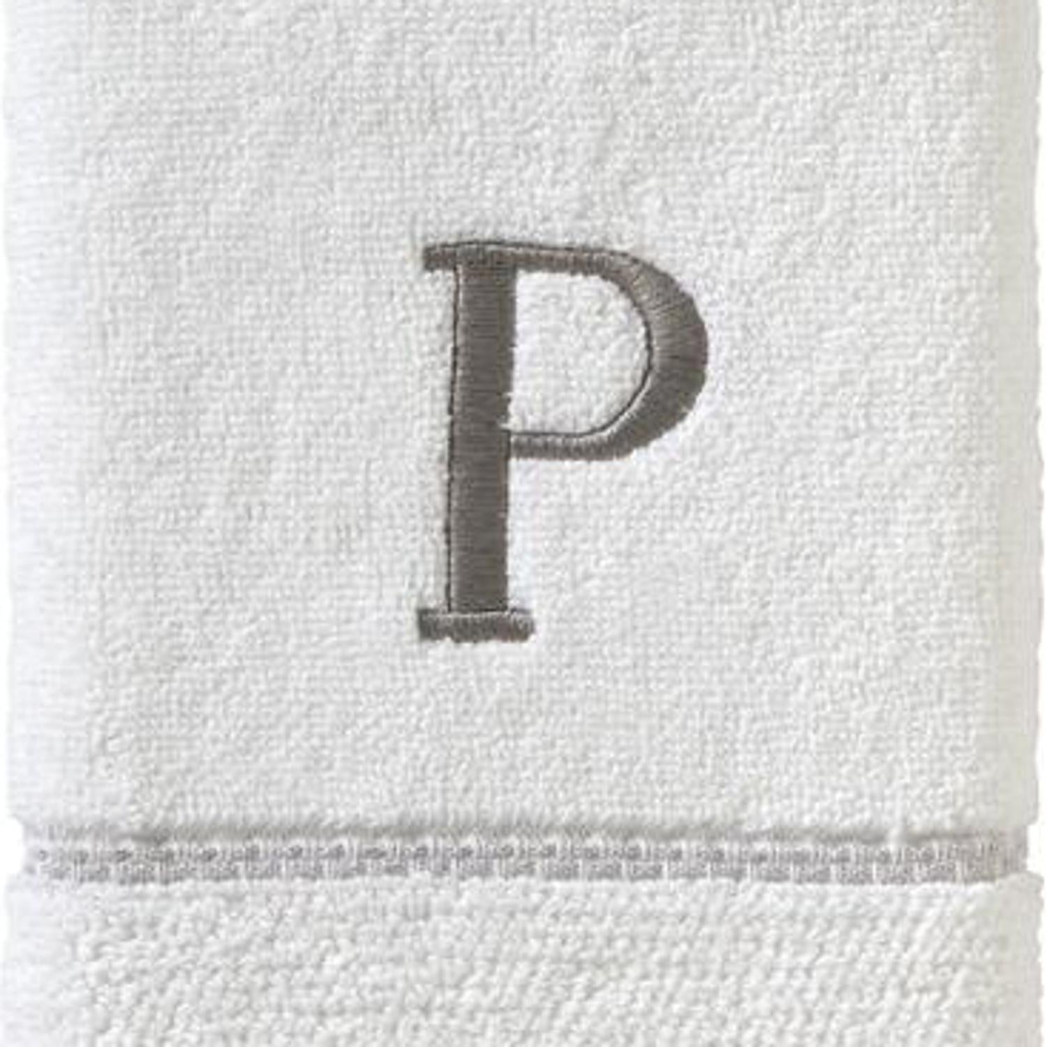 SKL Home By Saturday Knight Ltd Casual Monogram Hand Towel Set - 2-Count - 16"x26", White