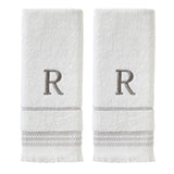 SKL Home By Saturday Knight Ltd Casual Monogram Hand Towel Set - 2-Count - 16"x26", White