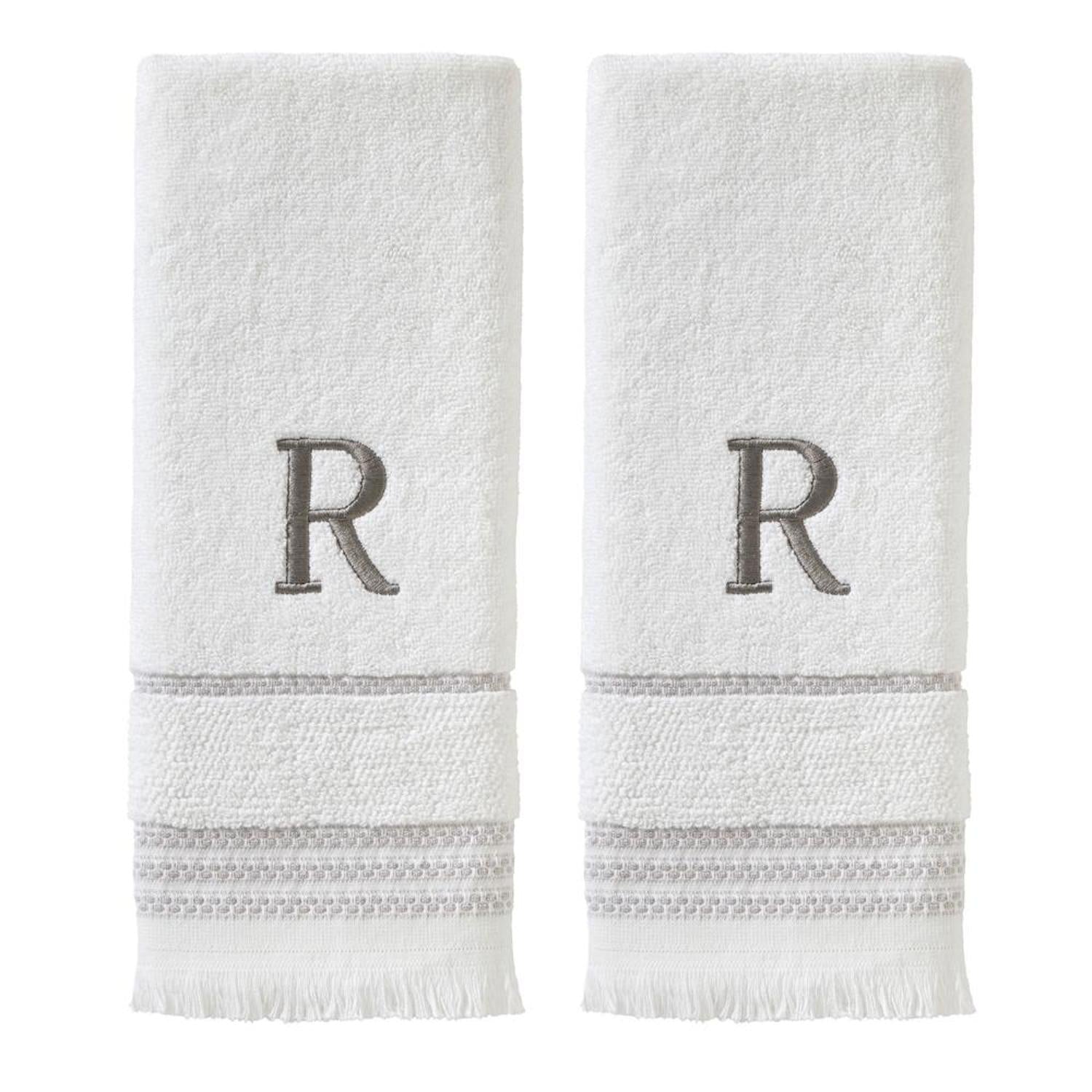SKL Home By Saturday Knight Ltd Casual Monogram Hand Towel Set - 2-Count - 16"x26", White