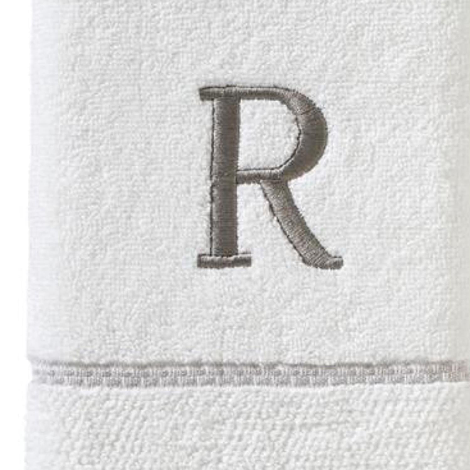 SKL Home By Saturday Knight Ltd Casual Monogram Hand Towel Set - 2-Count - 16"x26", White