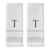 SKL Home By Saturday Knight Ltd Casual Monogram Hand Towel Set - 2-Count - 16"x26", White