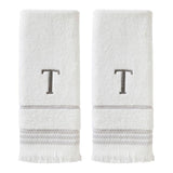 SKL Home By Saturday Knight Ltd Casual Monogram Hand Towel Set - 2-Count - 16"x26", White