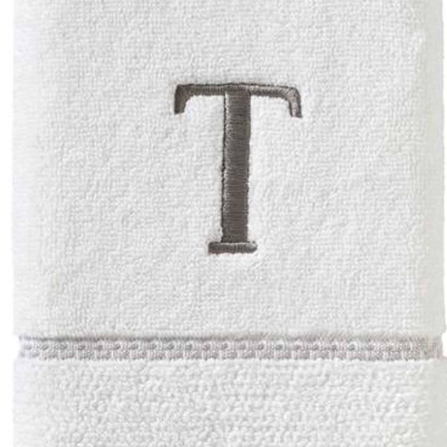 SKL Home By Saturday Knight Ltd Casual Monogram Hand Towel Set - 2-Count - 16"x26", White