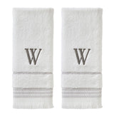 SKL Home By Saturday Knight Ltd Casual Monogram Hand Towel Set - 2-Count - 16"x26", White