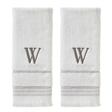 SKL Home By Saturday Knight Ltd Casual Monogram Hand Towel Set - 2-Count - 16"x26", White